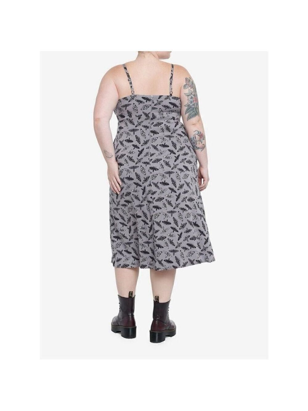 Moths Allover Print Midi Dress Plus Size 1 - Picture 7 of 8